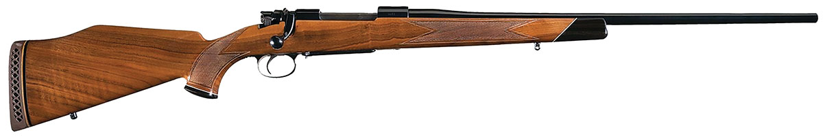 This rifle is built on the FN Mauser action with Roy Weatherby’s racy-stock styling. It is exactly like the rifle in 220 Rocket once owned by Layne and eventually sold  to a member the Weatherby Collectors Association.